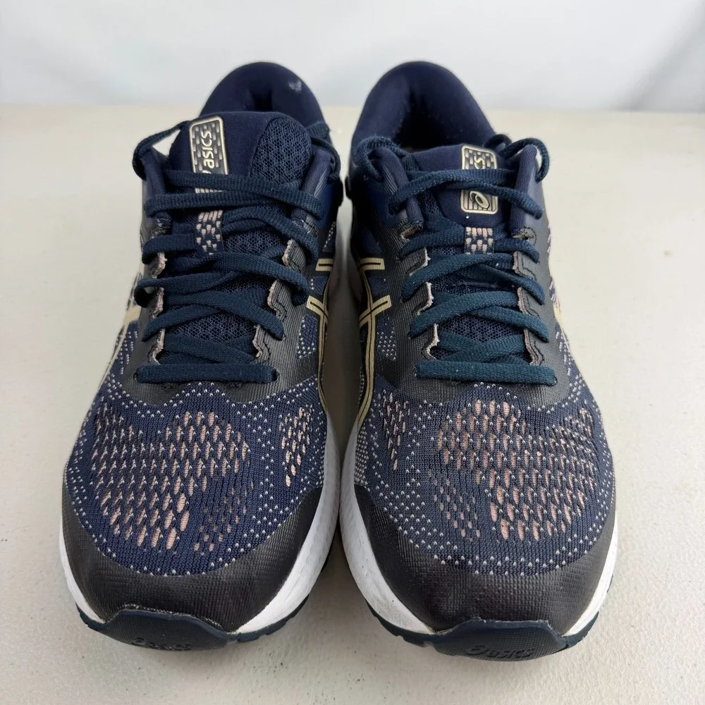 Asics Gel Kayano Womes 26 Navy Blue Gold Running Shoes 1012A459 Sz 10.5